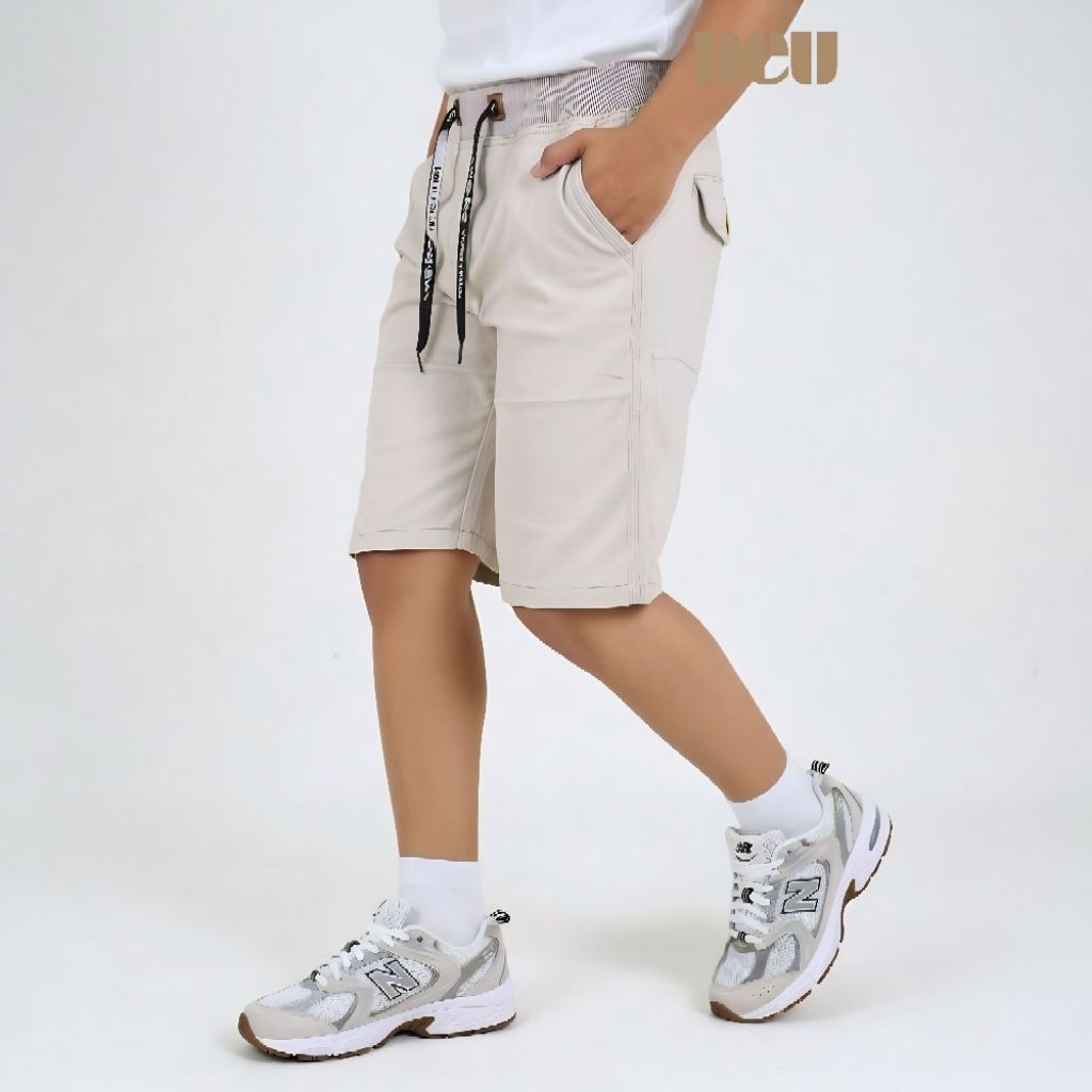 Celana Pendek Pria Katun Stretch Tebal Pinggang Karet