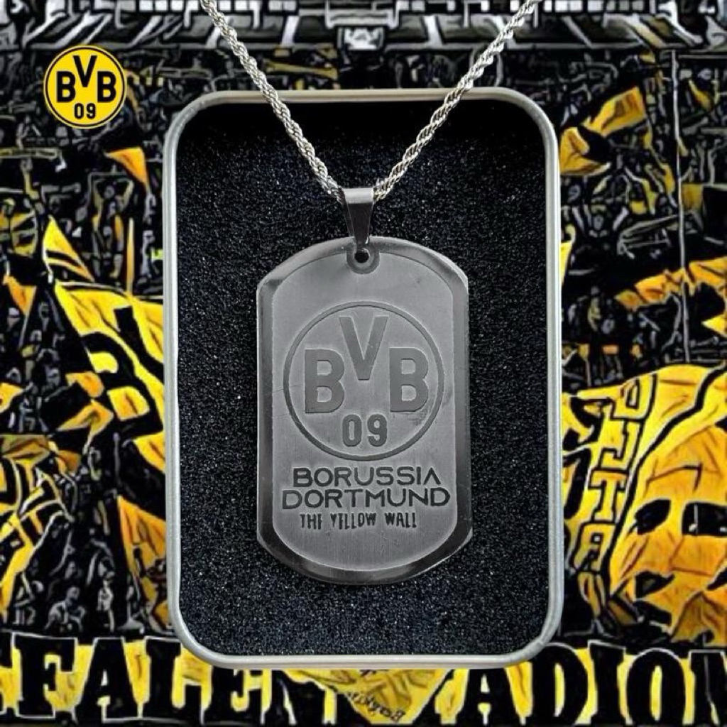 Kalung Borussia Dortmund / kalung Dortmund / aksesoris Dortmund Elegan Hadiah Kulit Pria  Rantai Sta