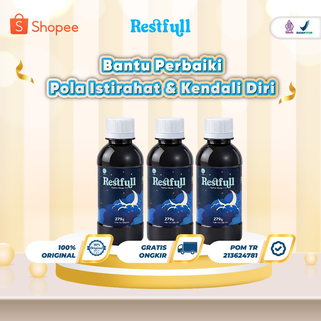 Bantu Kendalikan Diri Saat Malam Hari - 3 Botol Restfull Hyperarousal - Ekstrak Biji Pala, Akar Vale