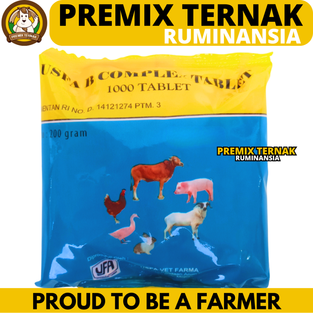 USFA B COMPLEX TABLET - Vitamin B Komplek Untuk Pertumbuhan & Nafsu Makan Sapi Kambing Ayam Babi