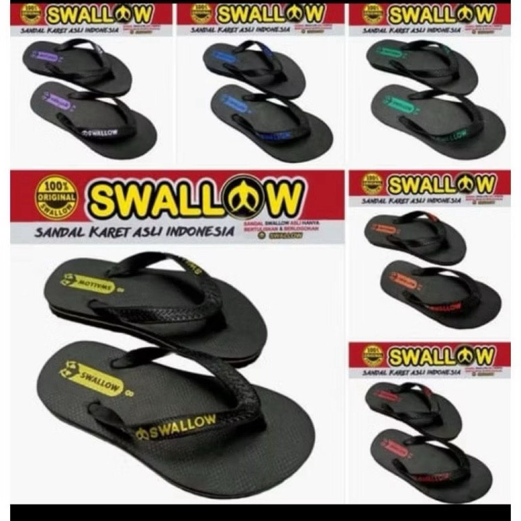 Sandal Jepit Swallow Black Pearl M01 - Nyaman, Tahan Air, Aksen Metallic