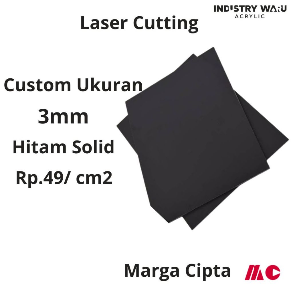 Akrilik Custom Lembaran Hitam Solid 3mm