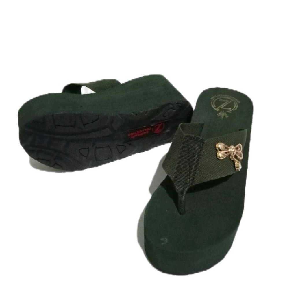 sandal wedges 8cm jepit besar polos