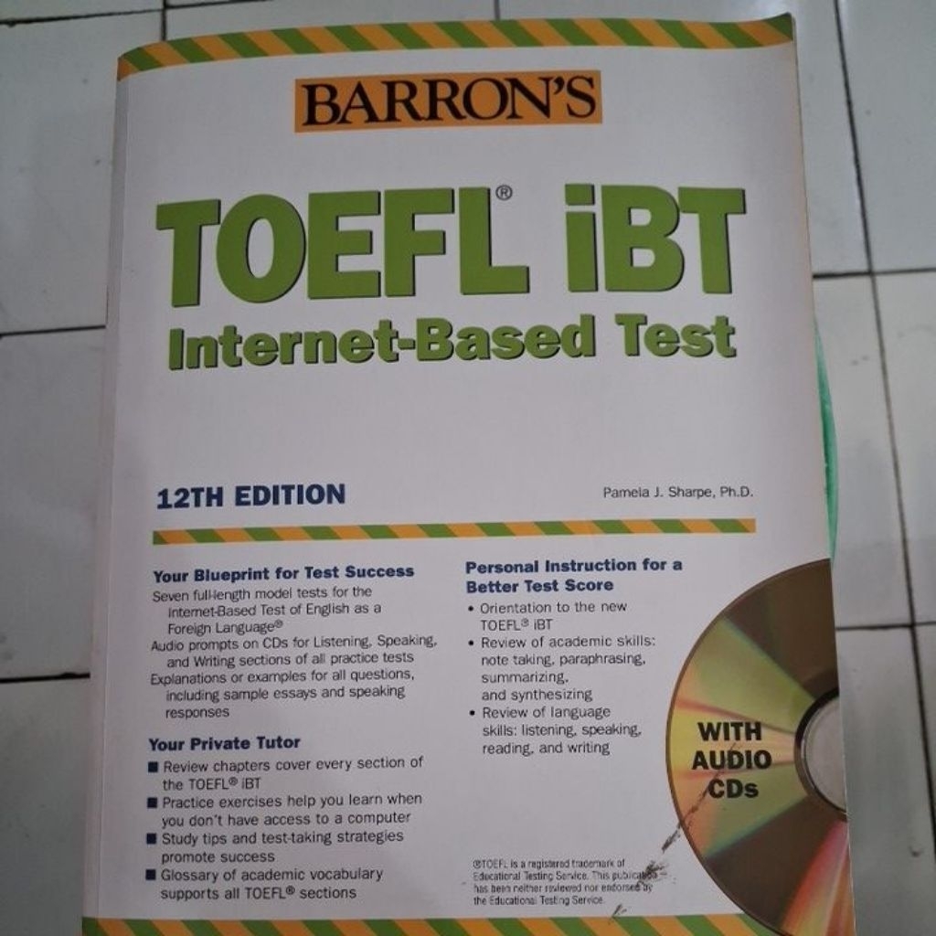 Barron's TOEFL iBT (Internet-Based Test) edisi ke-12 karya Pamela J. Sharpe original