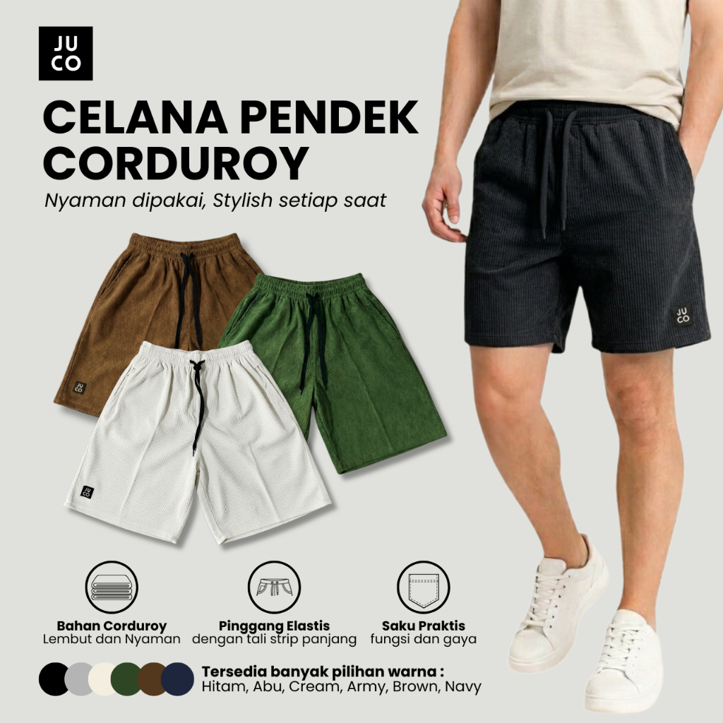 PROMO 100 DAPAT 3 Celana Pendek Corduroy Dewasa Unisex Pria dan Wanita