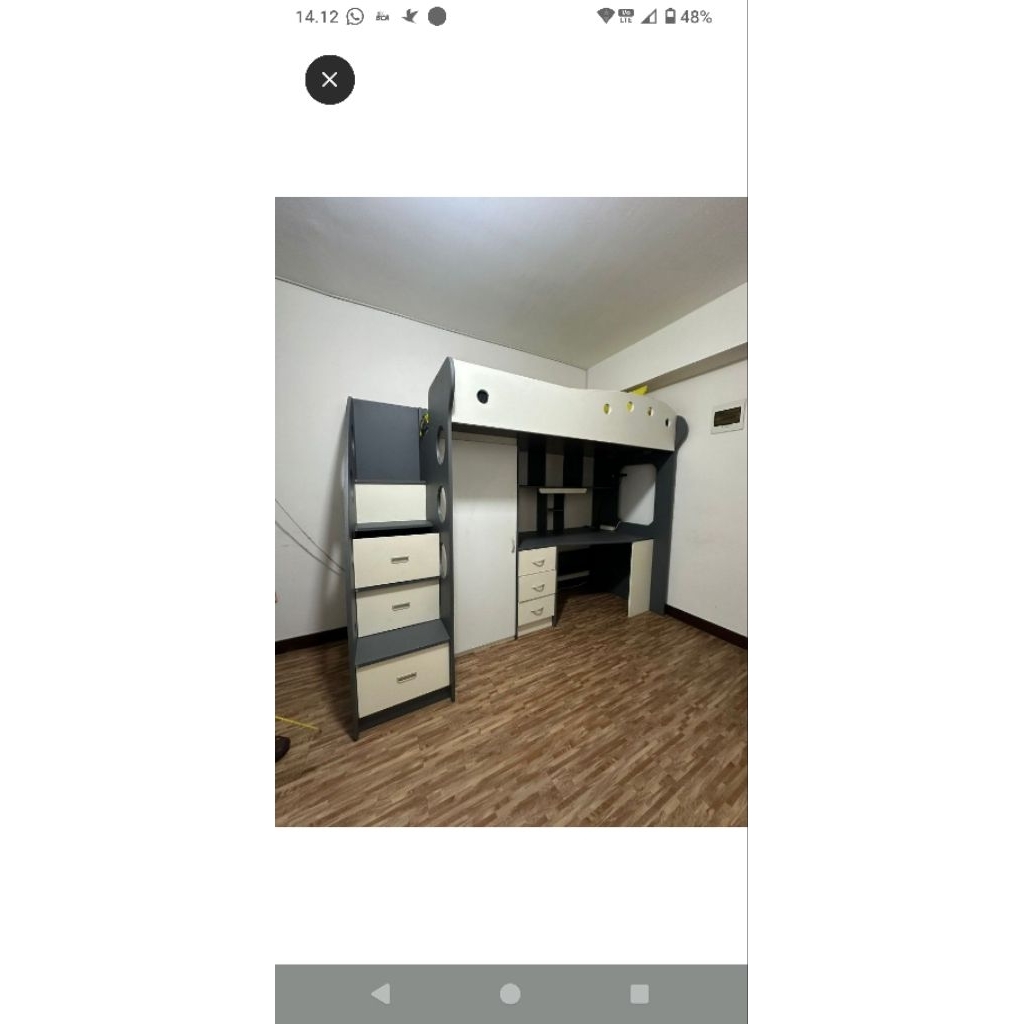unit set meja kerja, tempat tidur, lemari, laci