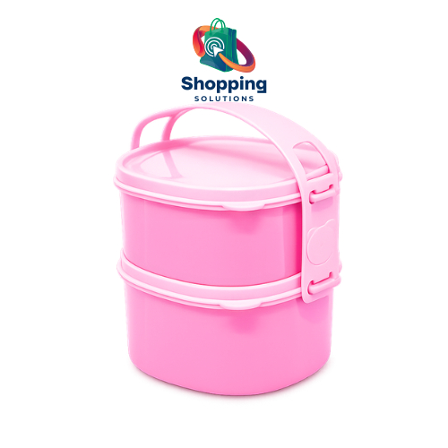 Rantang Plastik Susun 2 Pink Golden Lemon RP-123-2 Kicthenware