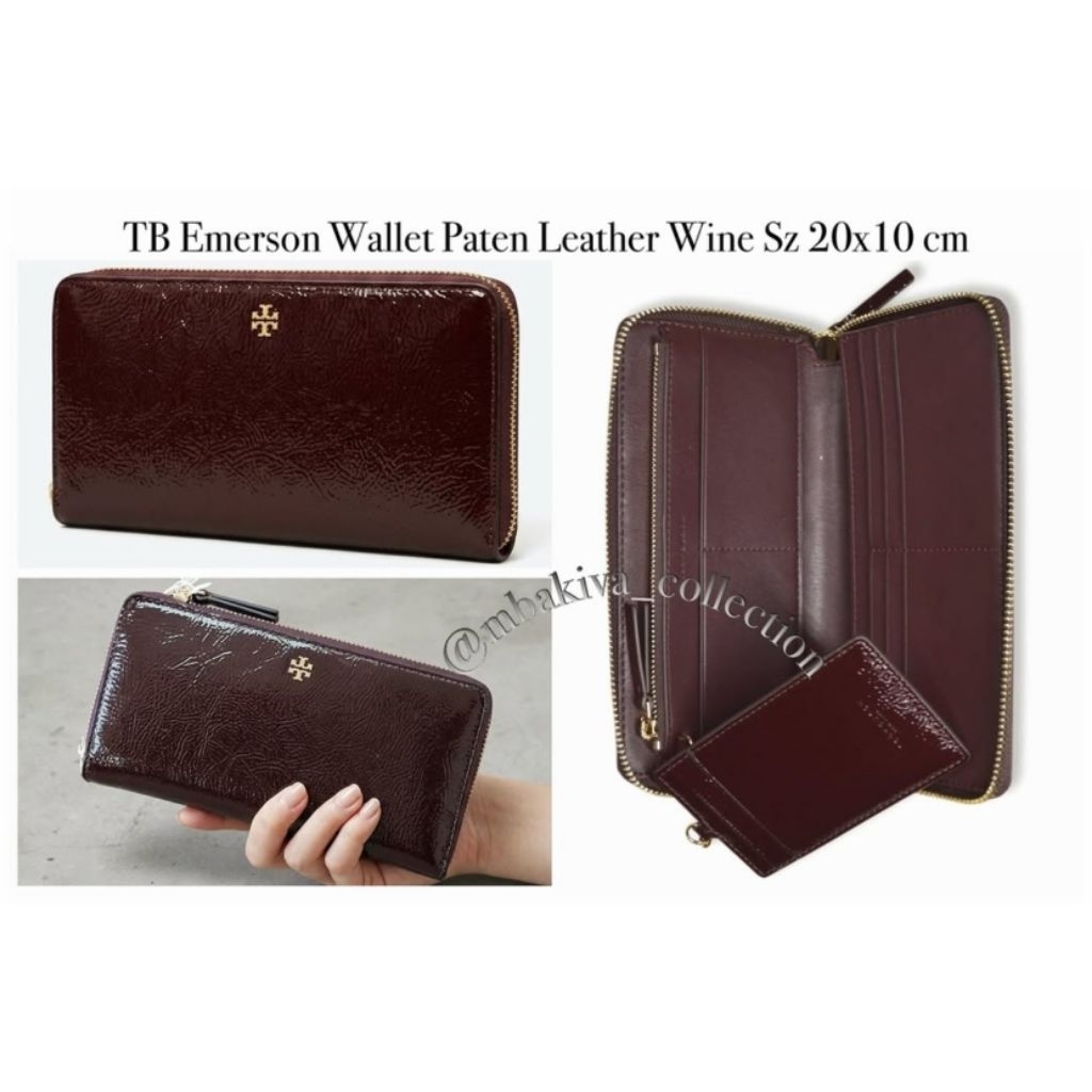 TB Emerson Wallet Paten Leather Wine