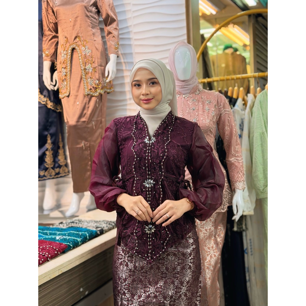 Zivara set kebaya tille mix organza//kebaya wanita modern//m l xl xxl//setelan kebaya tille