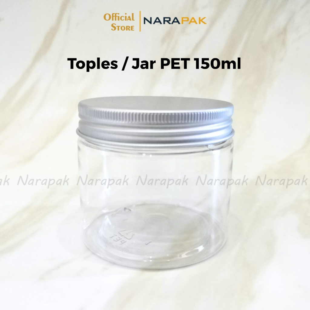 TOPLES 150ML Tabung Plastik PET Bening Tutup Silver Alumunium Tempat Scrub Lulur jar kukis cookies T