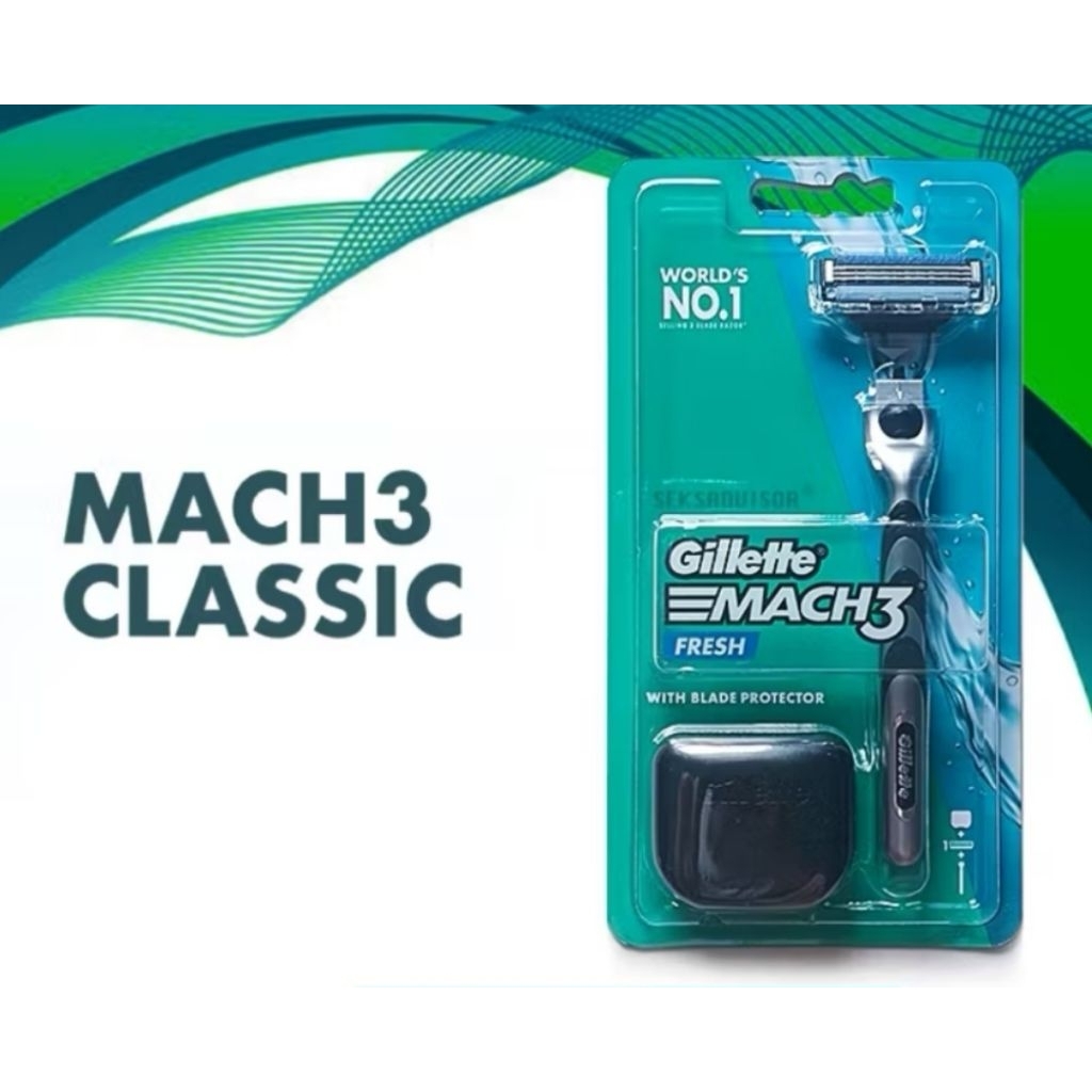 Gillette Mach 3 Alat Cukur Pria dengan 3 Mata Pisau Tajam dan Strip Pelumas