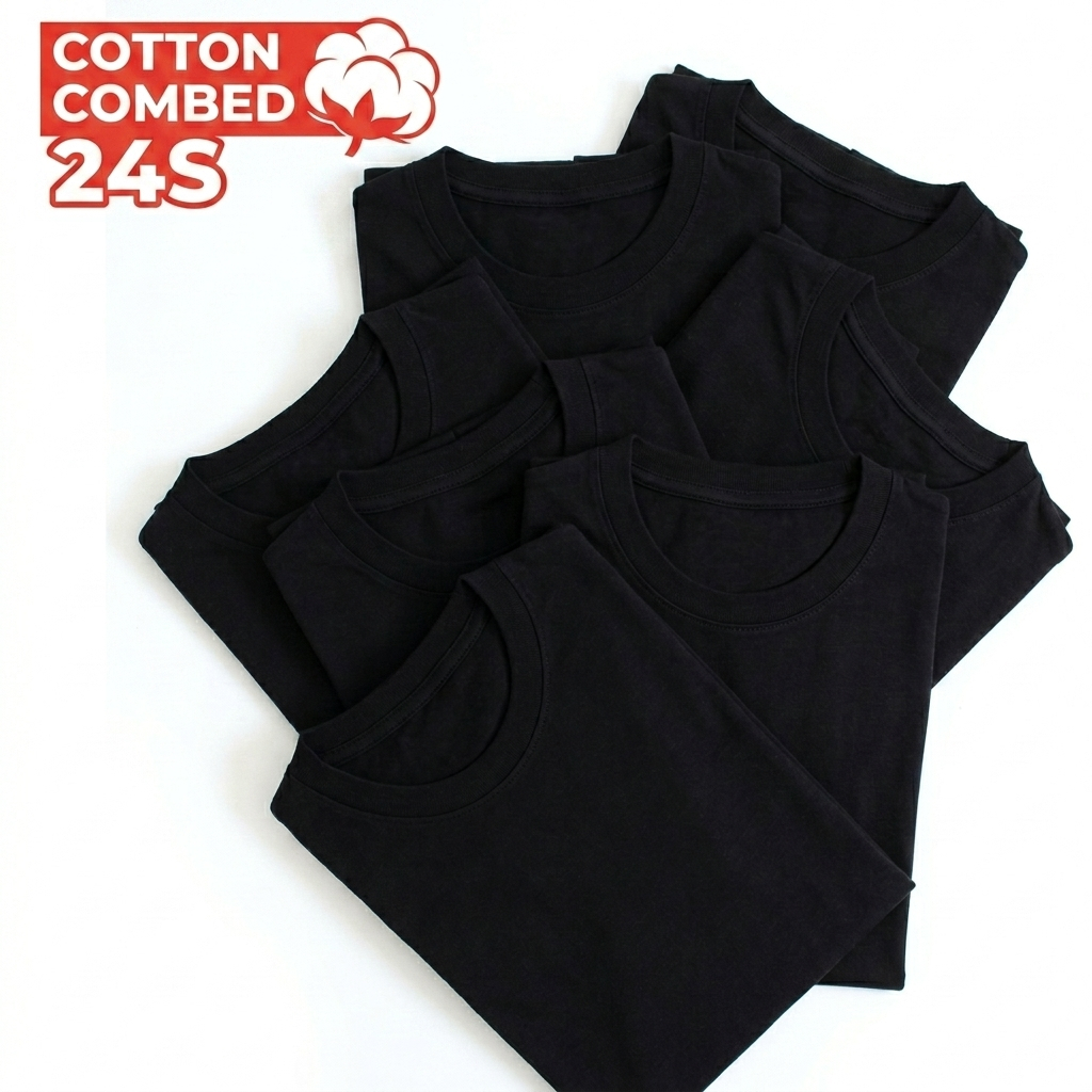 Kaos Polos Distro Lengan Pendek 24s Soft Cotton Combed Premium Atasan Pria Wanita Unisex Baju Oblong