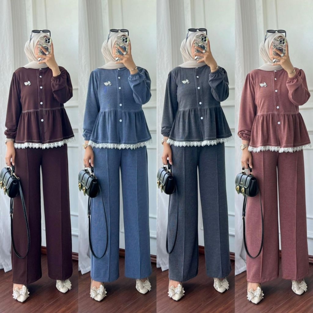 Kinera Set Knit Premium/Leya Set Knit Premium/One Set Knit Rompi Menyatu/OneSet Knit Zahin