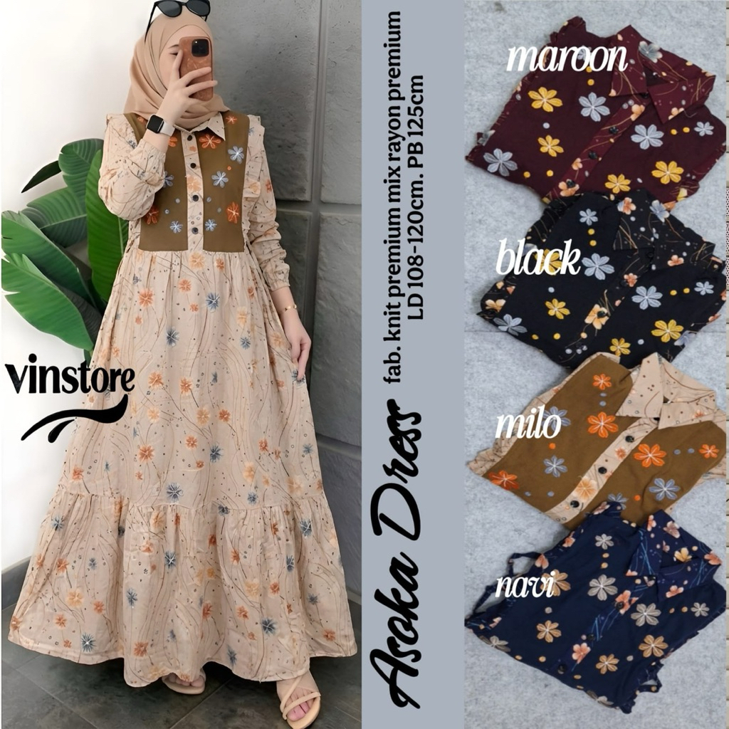 ASOKA MAXY DRESS GAMIS LD 108-120 BAHAN KNIT MIX RAYON