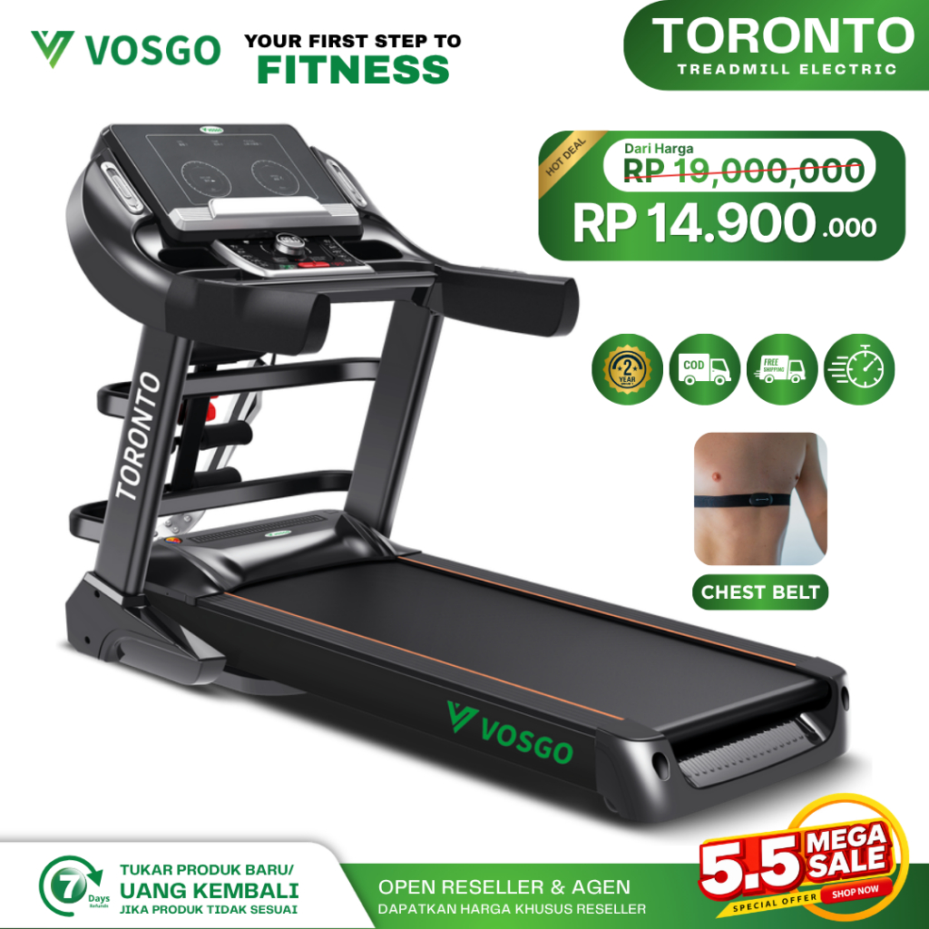 Alat Fitness Treadmill Elektrik Vosgo Toronto