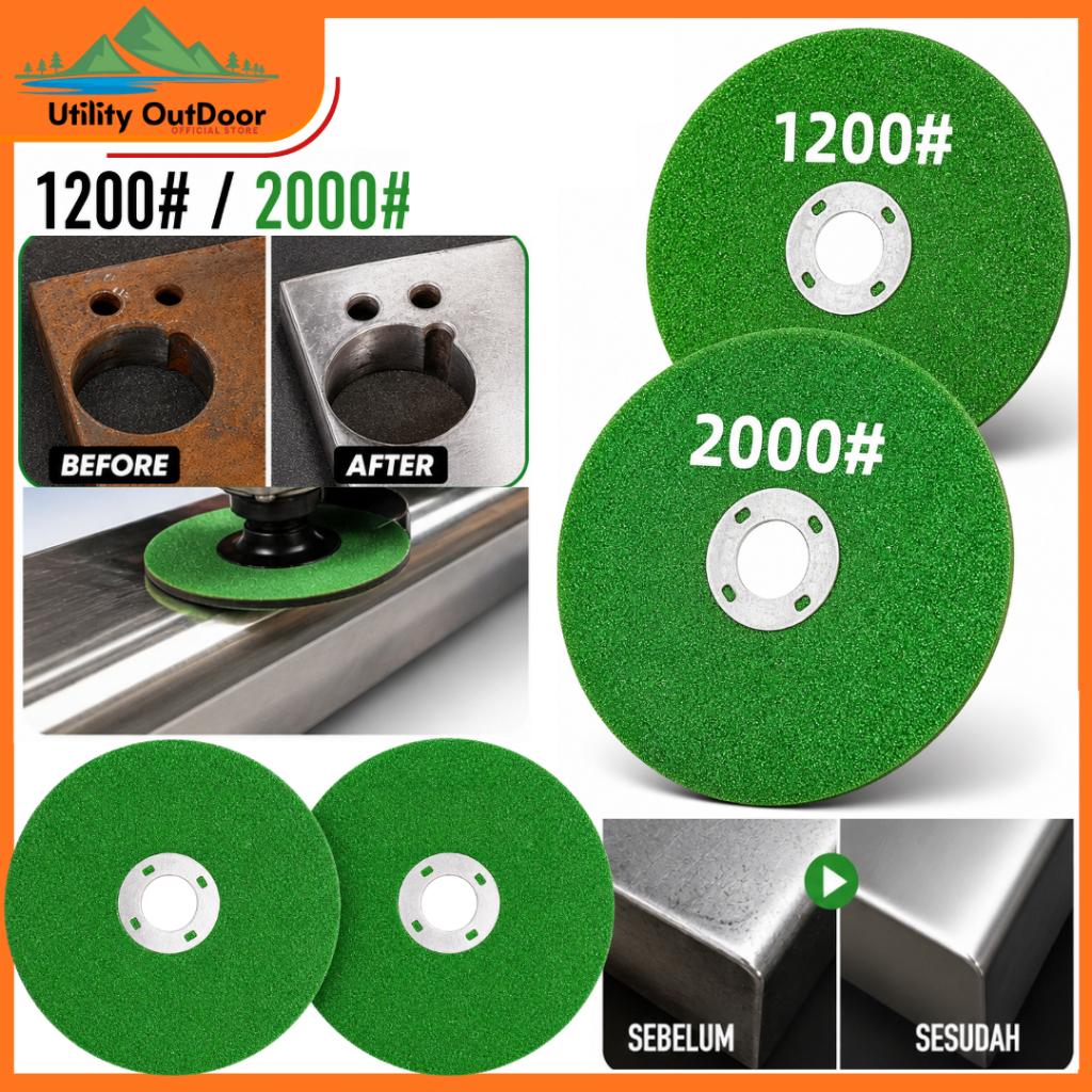 Mata Gerinda Hijau 100mm Tebal 6mm 1200# 2000# Batu Gerinda Asah Poles untuk Besi Stainless Keramik 
