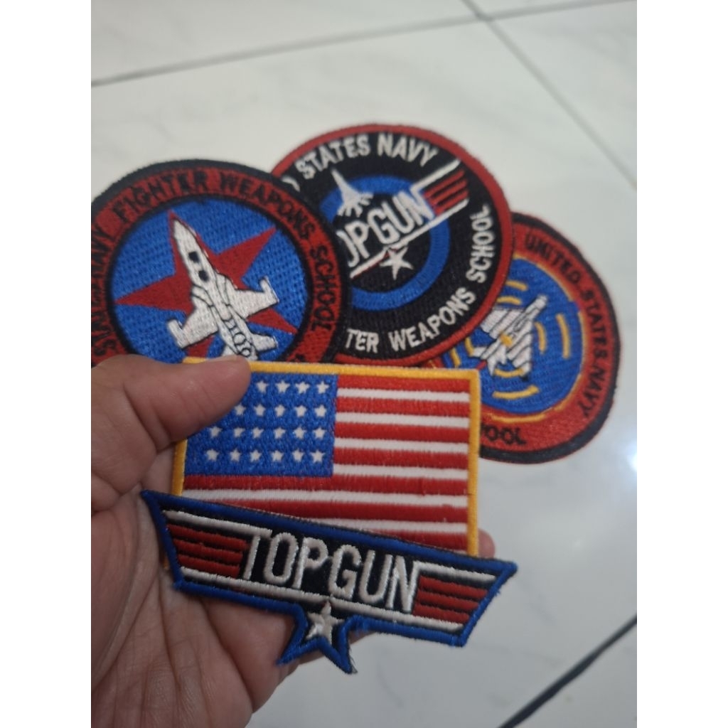 patch full bordir top gun aksesoris tempelan baju