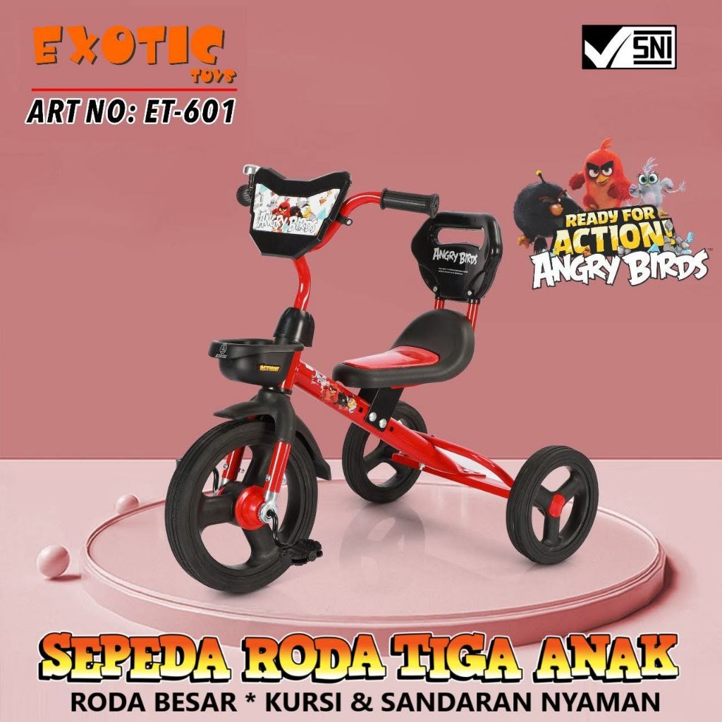 Sepeda Roda Tiga Anak 1-3 Tahun Exotic ET601 | Push Bike Karakter Unisex