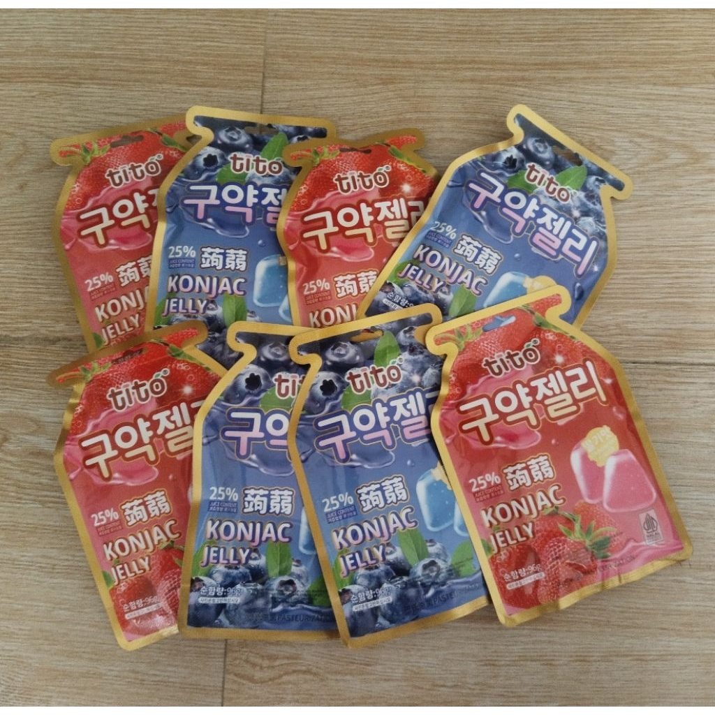 Tito Konjac Jelly Blueberry - Tito Konjac Jelly Strawberry - Jelly Agar Permen Lunak Rasa Buah-buaha
