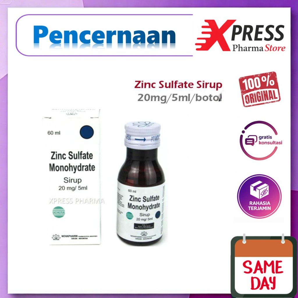 XPRESS  Zinc Sirup 60ml Obat Diare Syrup Botol Zink Sulfate Sulfat Zing Jing Holi Generik Zs