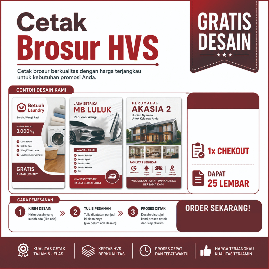 Cetak Brosur Laundry | Cetak Brosur Sekolah | Cetak Brosur Promosi | Uk. 10x20 cm