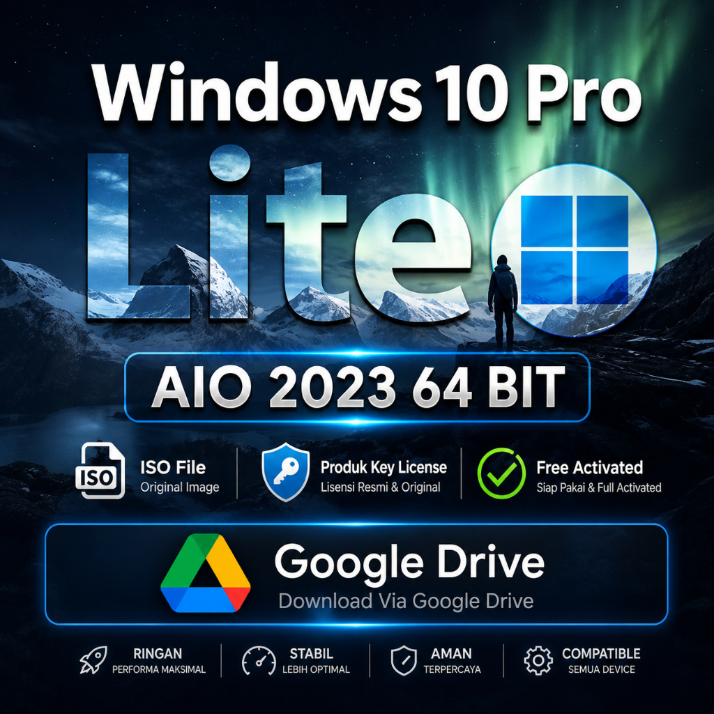 Windows® 10 Pro AIO Super Lite/Compact 2023 64 Bit Produk Key Lisensi