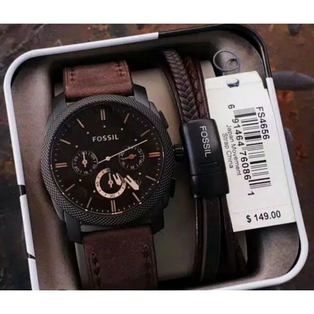 JAM TANGAN PRIA LEATHER+GELANG