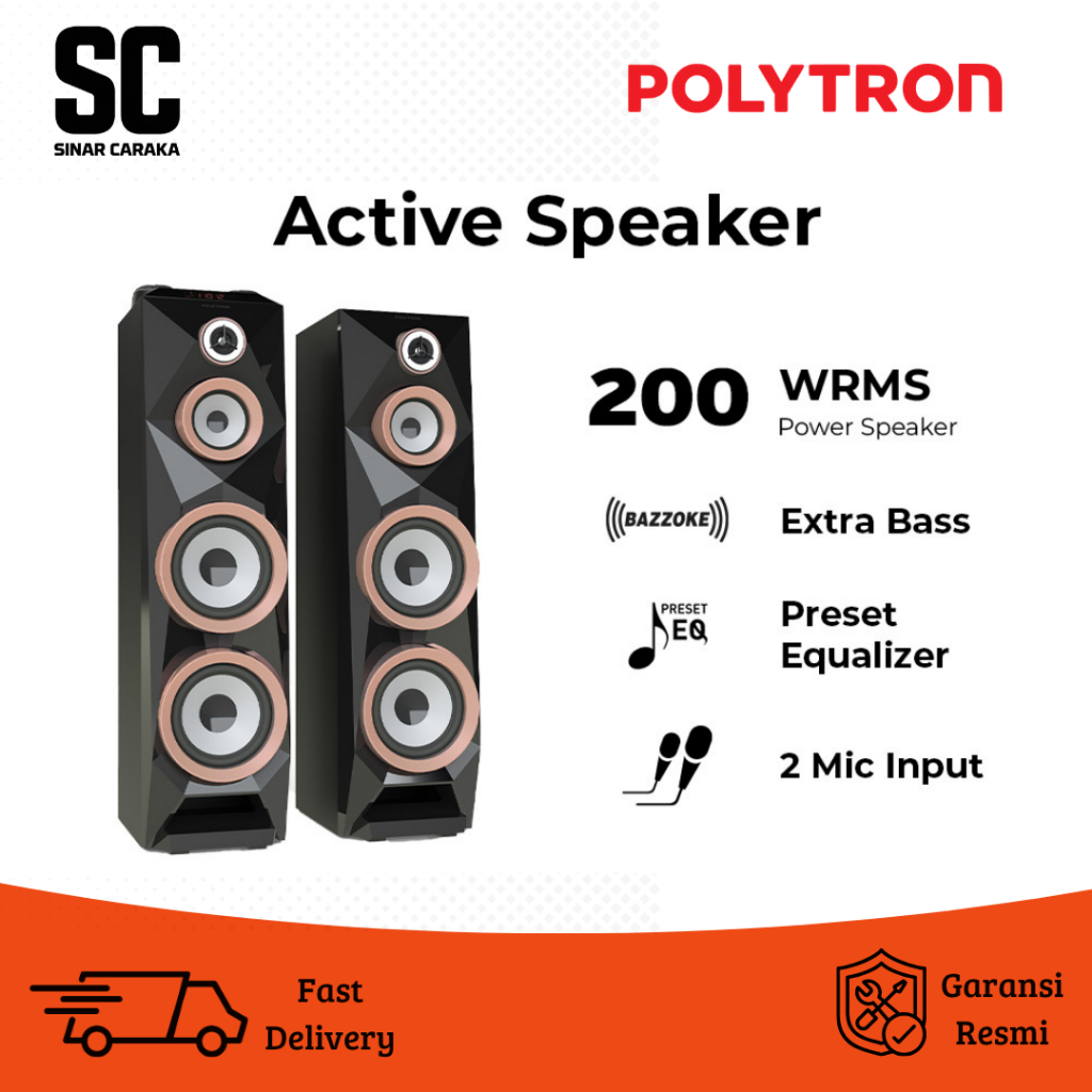 Polytron Speaker Aktif B Series - Super Bass, Karaoke, Bluetooth