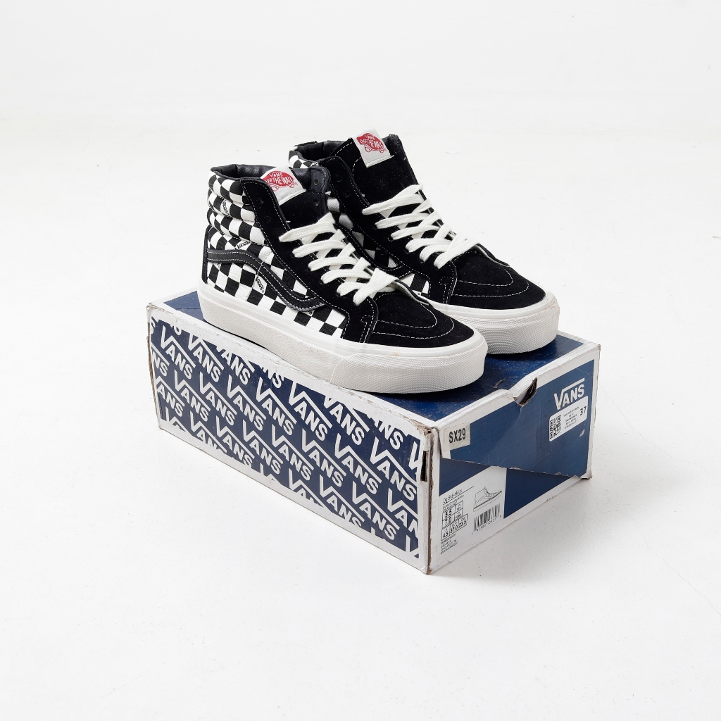 (SLKCK) Sepatu Sneakers Vans Sk8 Hi Vault Og Lx Checkerboard Black White