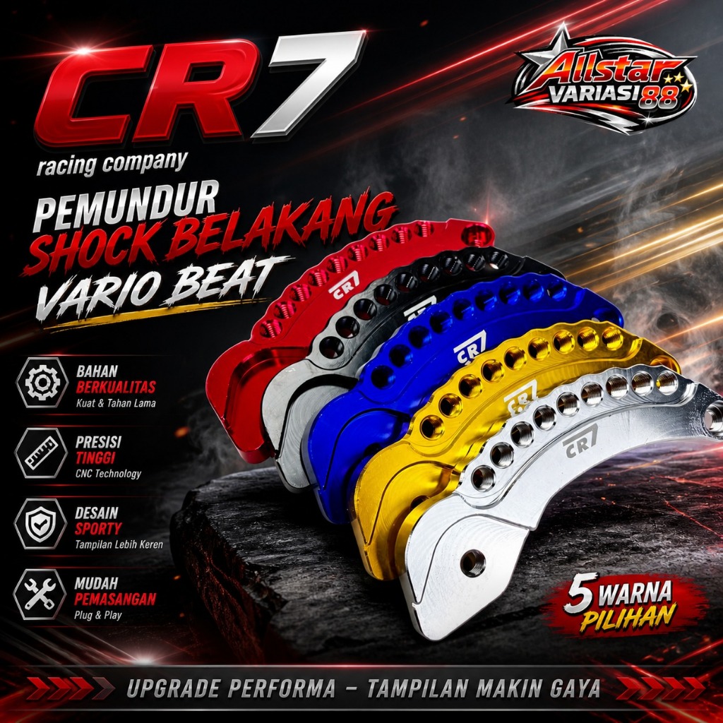 Pemundur Shockbreaker Belakang CNC Vario Beat | Dudukan Shock Motor CR7 Universal Beat Vario 110 125