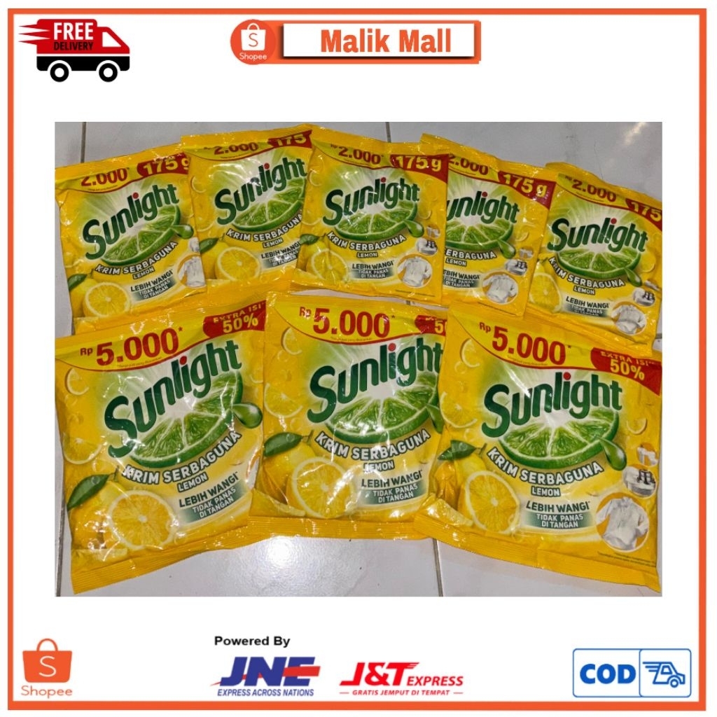 Sunlight Cream Sabun Colek Serbaguna Lemon / 175gr dapat 5 / 440gr dapat 3