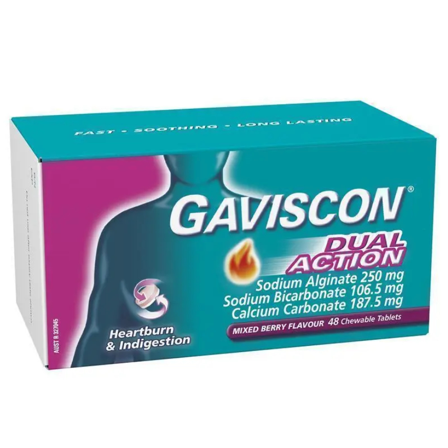 Gaviscon Double Action 48 Tablet Mixed Berry Obat GERD Maag Asam Lambung Naik Tablet Kunyah