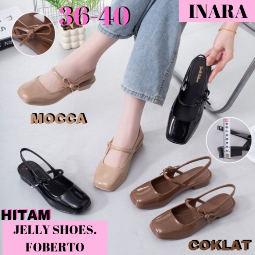 (COD)SPATU SEPATU JELLY SHOES JELLYSHOES PANSUS MULE GLOSSY TALI CEWE CEWEK WANITA IMPOR IMPORT KORE