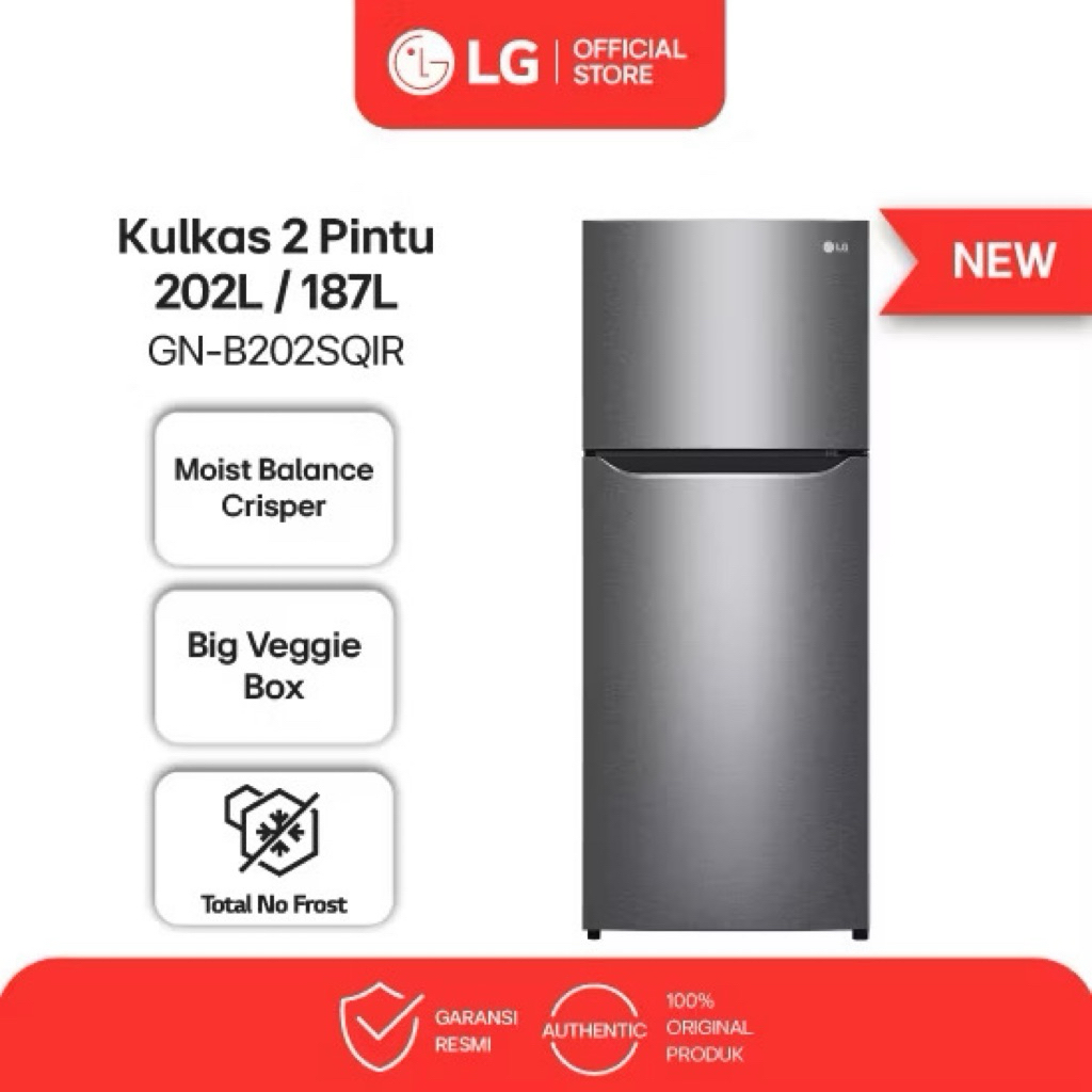 LG GNB-202SQIR KULKAS 2pintu | KULKAS 2PINTU LG GNB-202SQIR (NON INVERTER )