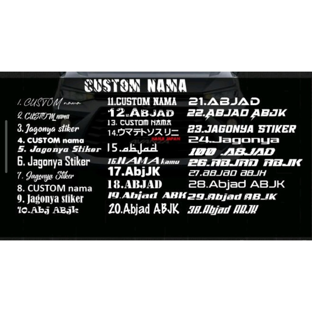Jagonya Stiker Cutting Sticker Nama Tulisan Bebas Custom Logo Mobil Motor Sepeda Cuting Stiker Ukura