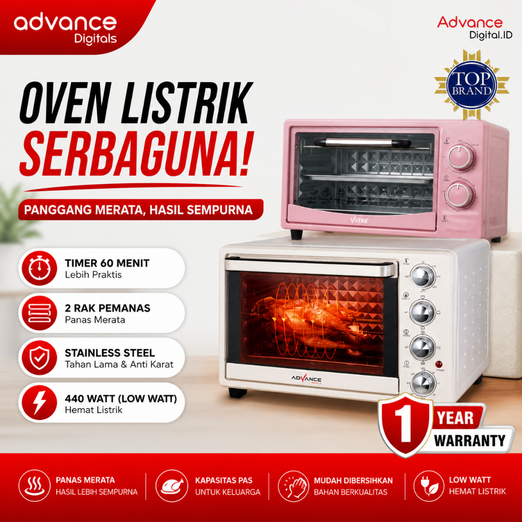 Advance Digitals - Oven Listrik Multifungsi | oven votre listrik serbaguna 12 liter,