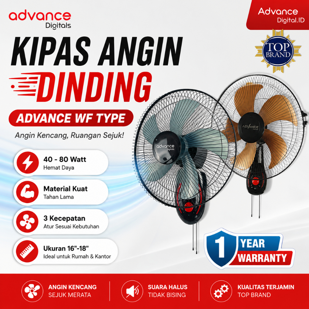Advance Digitals - Kipas Angin Dinding Ukuran 16-18" Tipe WF | Kipas Angin Dinding Advance, Wall Fan