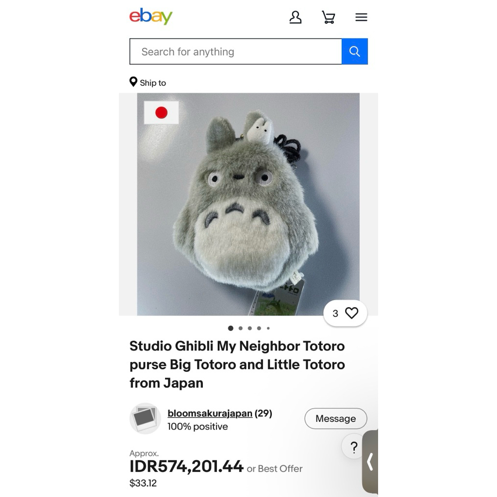 (SUN ARROW) Original Studio Ghibli My Neighbour Totoro Pouch Purse Japan Dompet Coin