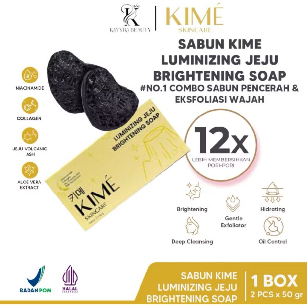 KIME SKINCARE Sabun Kime Pemutih Luminizing Jeju Brightening Soap 15 gram x 2 Batang Mencerahkan Kul