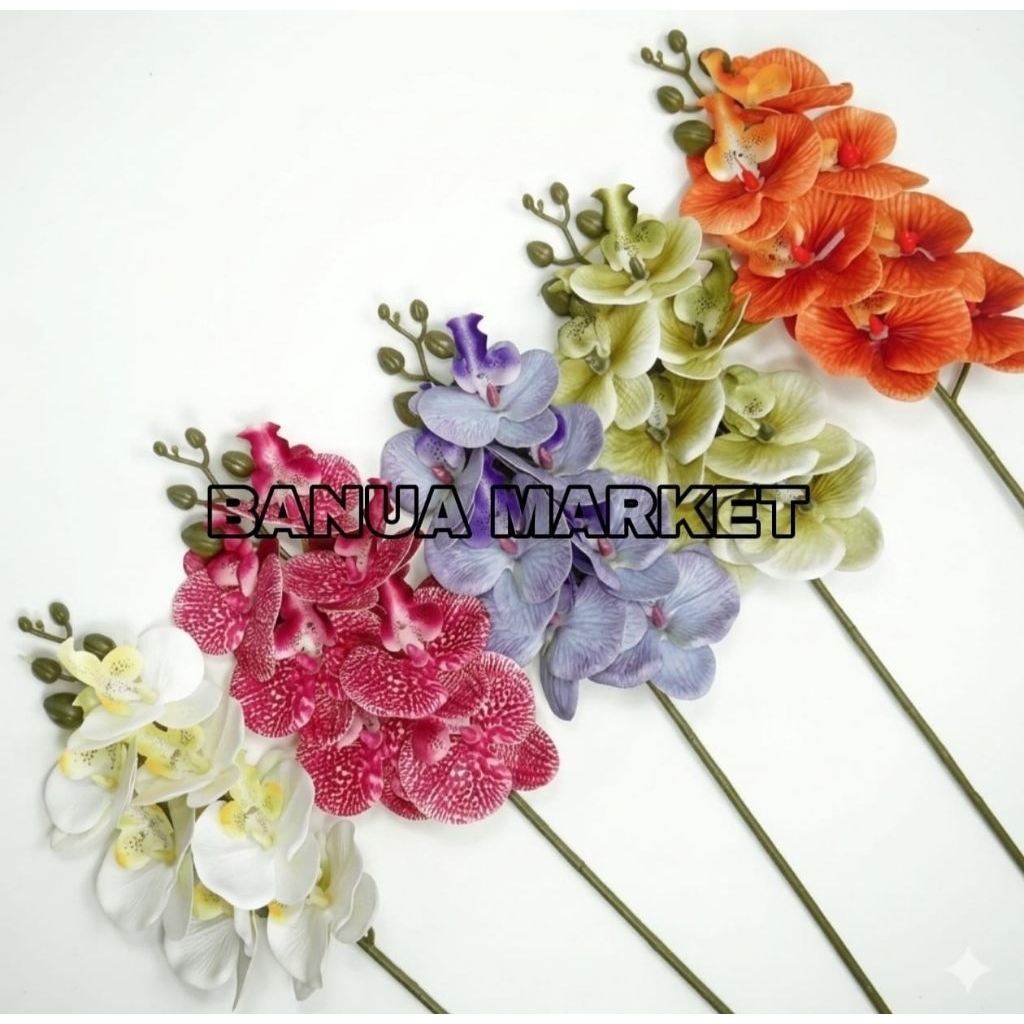 Bunga Anggrek latex x7 Bunga anggrek Bulan Bunga Anggrem Hias Palsu Artificial Dekorasi Rumah Weddin