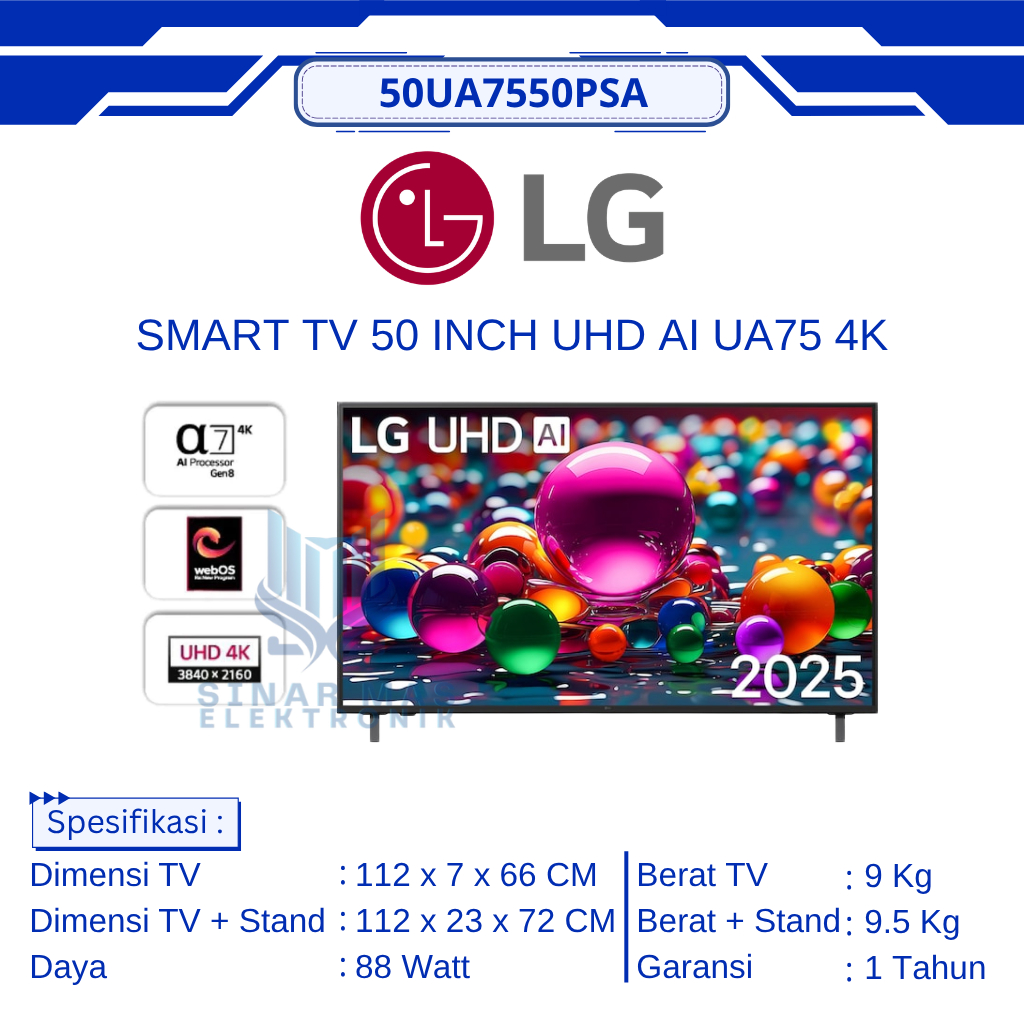 LG - SMART TV 50 INCH 50UA7550PSA