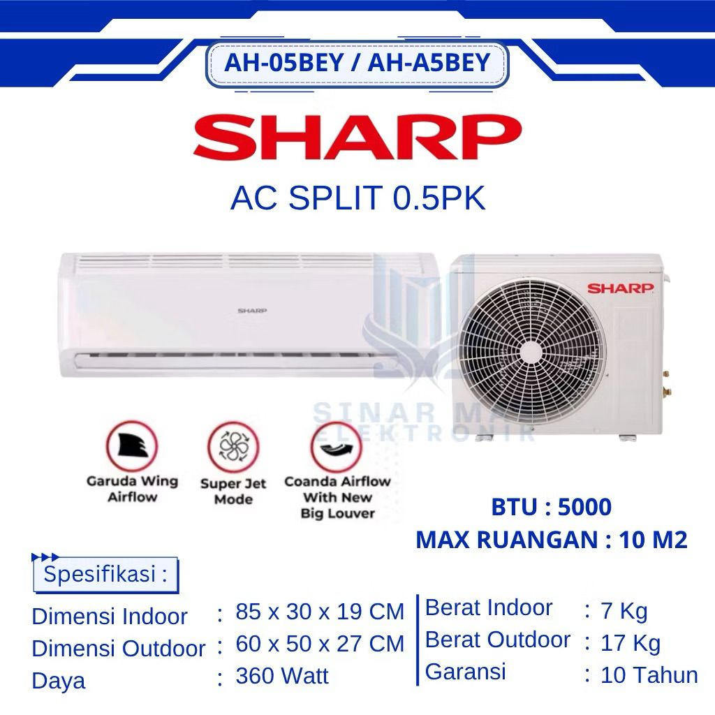 SHARP AC AH-5BEY 0.5pk | AC SHARP 0.5pk | UNIT ONLY