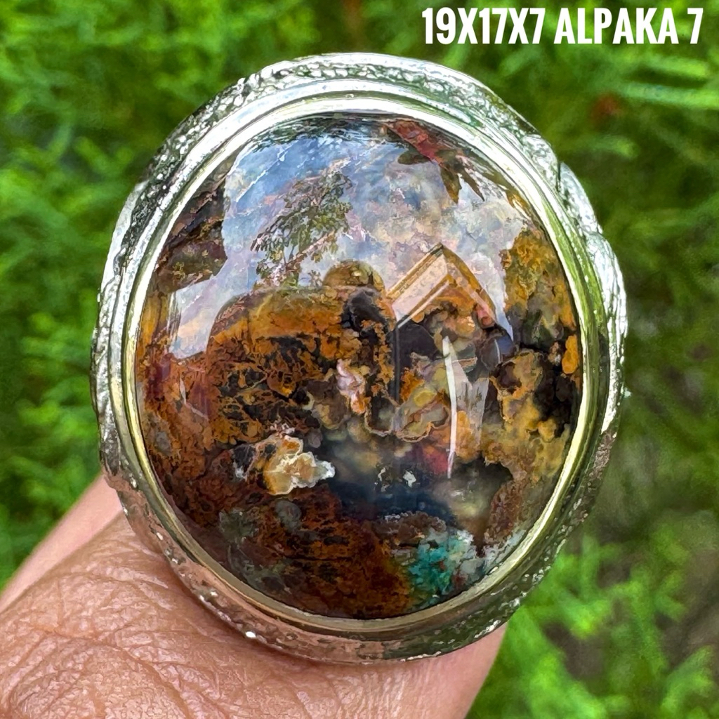 Cincin Batu Akik Natural Garut Pancawarna Serat Tembaga (Asli Alam)