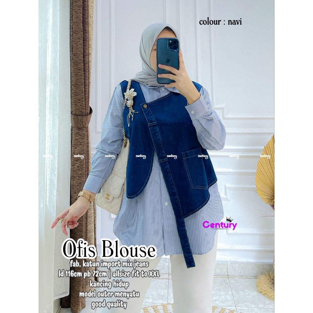 OFIS MAYA ASKA YIVANO BLOUSE MIX ROMPI JEANS LUPHI RAFINA RITA CENTURY • BAJU ATASAN WANITA KEMEJA L