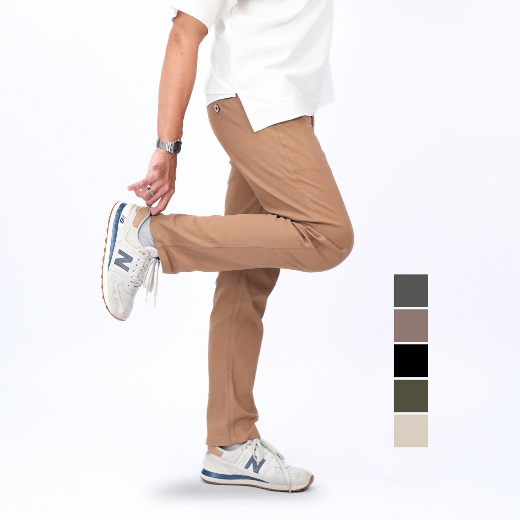 Celana Chino Panjang Slimfit Brandsurf, Bahan katun twill strach, size 28-39