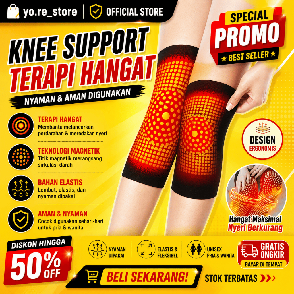 Sepasang Deker Pelindung Lutut Alat Terapi Magnetik Lutut Penghilang Nyeri Lutut dan Dengkul