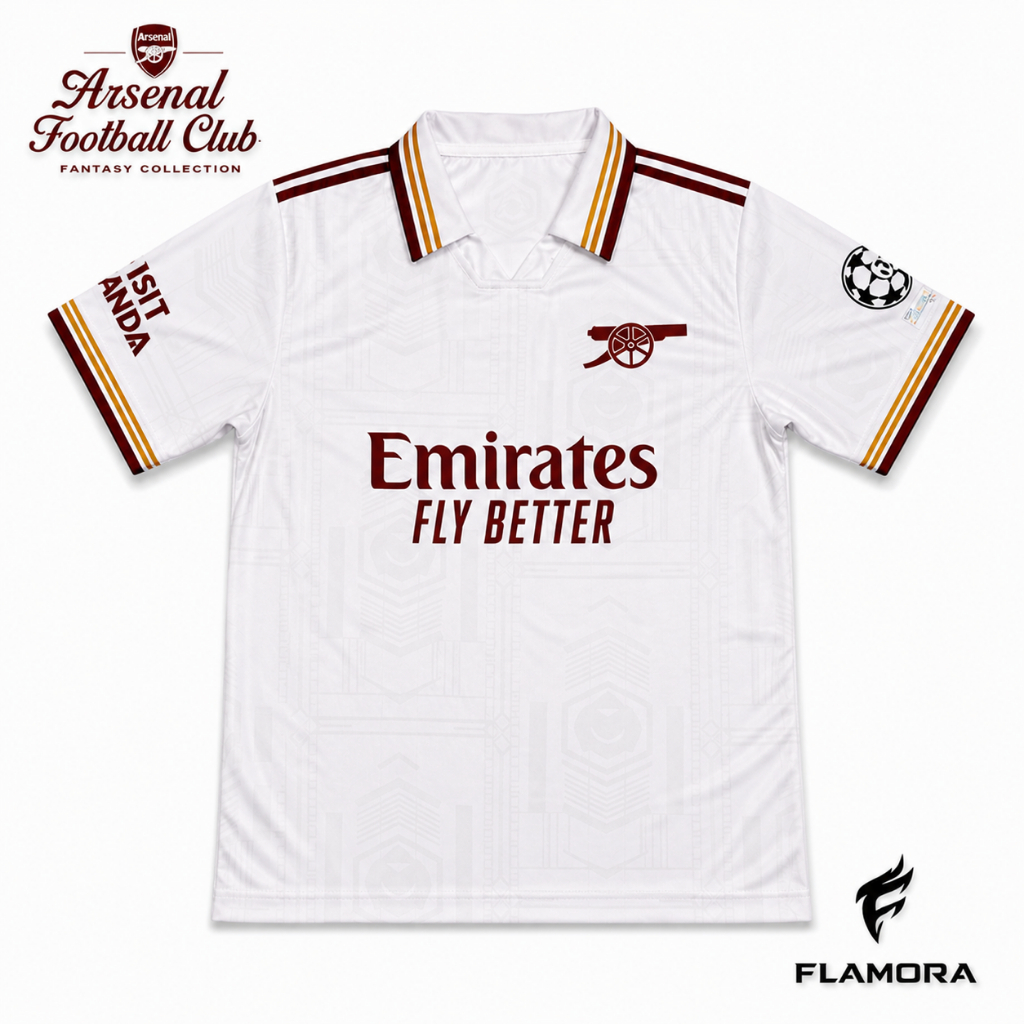 Jersey Fantasy Arsenal White Terbaru Bahan Tebal Adem Premium – Keren untuk Nongkrong, Santai & Outf