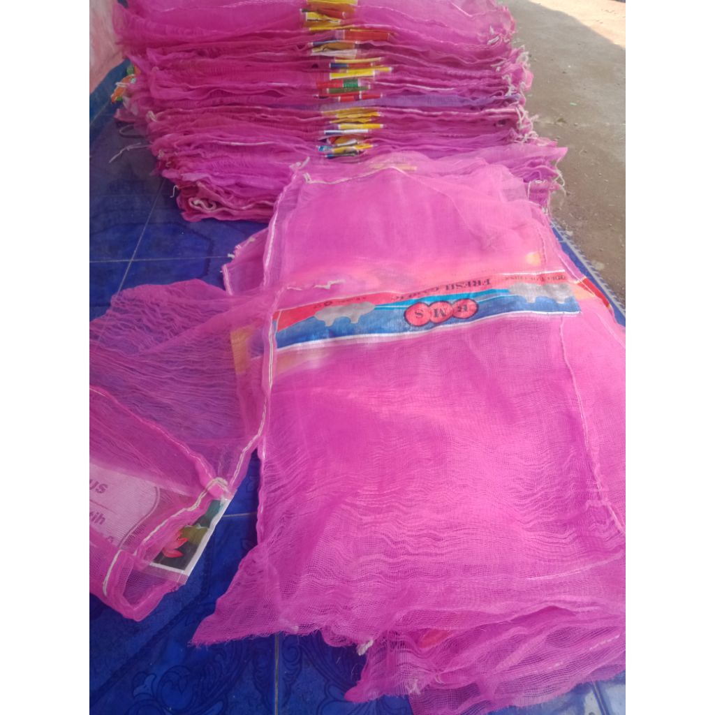 karung / waring bekas bawang putih 20kg UK 45x85 cm isi 10pcs