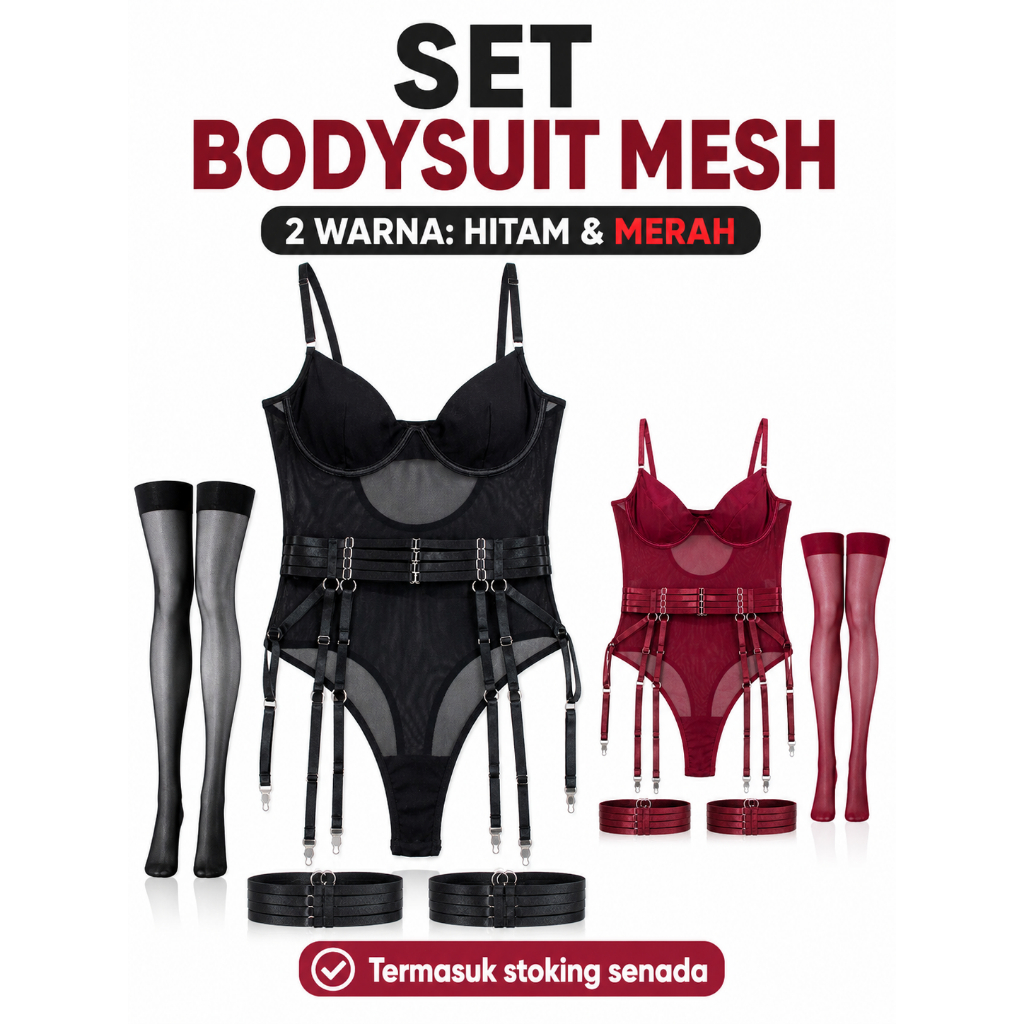 Lingerie Sexy Bodysuit Tali Ketat Lingery Seksi Jumpsuit Setelan Stoking Hot Tembus Pandang Lingeri 