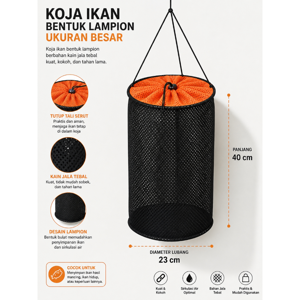 koja mancing lampion besar - Koja ikan bahan jaring tebal - Koja lampion bahan jala kuat - Koja ikan
